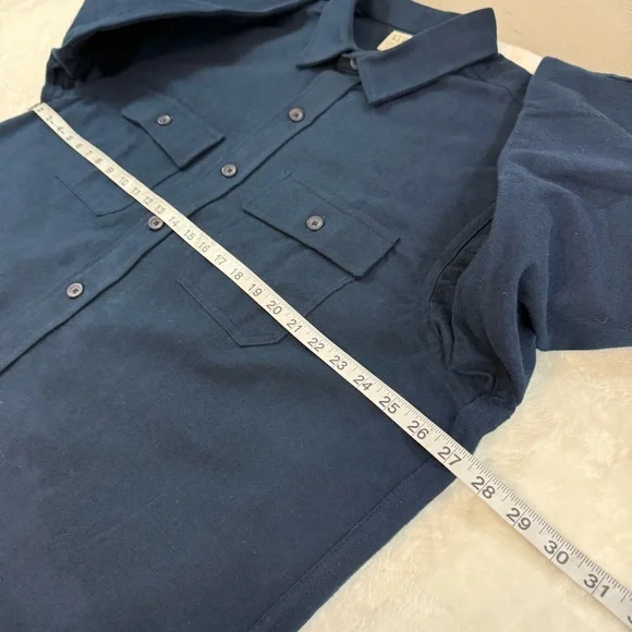 LL Bean Chamois Cloth Shirt XL Tall Traditional Fit Patch Pocket Flannel Navy - Picture 9 of 10